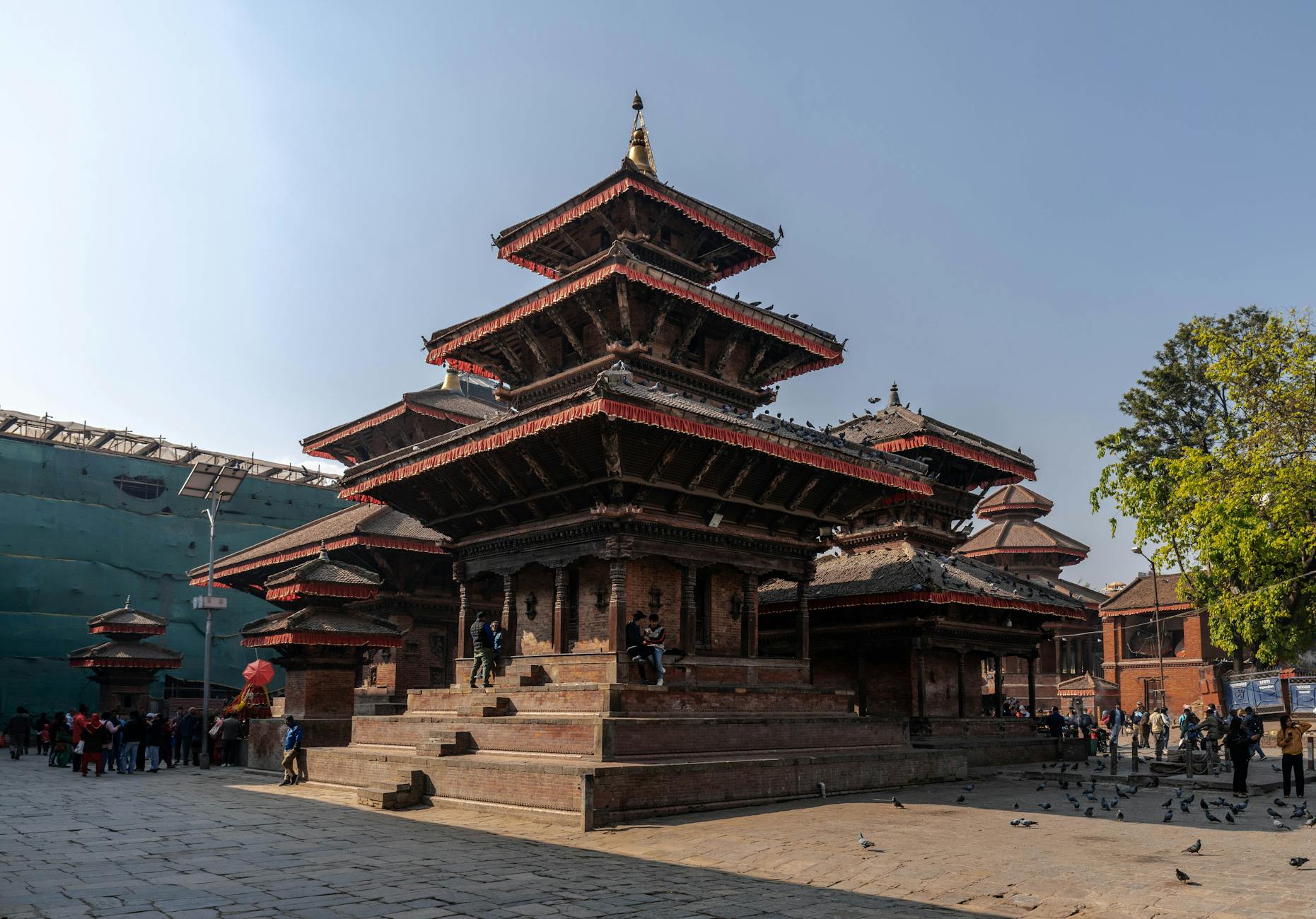 Explore the intricate architecture of a historic temple in Kathmandu's Durbar Square.